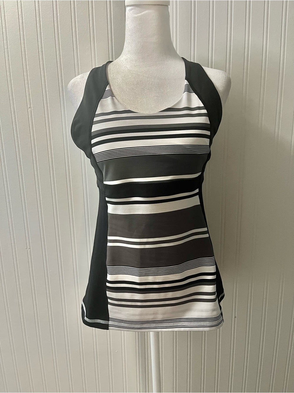 lululemon athletica Black & White Striped Racerback Tank